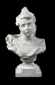 An Italian sculpted white marble bust of a maiden, probably an allegory of music, last quarter 19th
