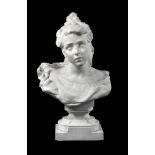 An Italian sculpted white marble bust of a maiden, probably an allegory of music, last quarter 19th