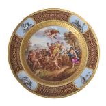 A Vienna style charger painted with the Triumph of Bacchus and Ariadne, late 19th century