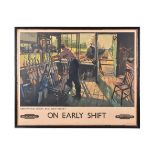 λ Terence Cuneo. (1907-1996) British Railways coloured lithograph print ‘On Early Shift’