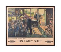λ Terence Cuneo. (1907-1996) British Railways coloured lithograph print ‘On Early Shift’