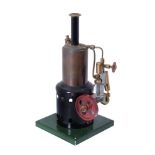 A model of a live steam vertical boiler with oscillating engine mounted to side