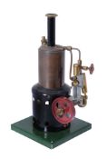 A model of a live steam vertical boiler with oscillating engine mounted to side