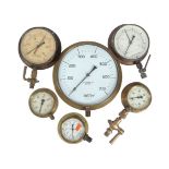 A collection of six marine gauges