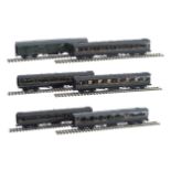 A rake of 10mm scale gauge 1 Southern Railway Maunsell coaches