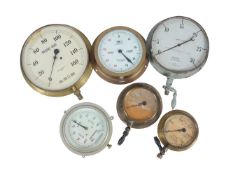 A collection of six marine gauges