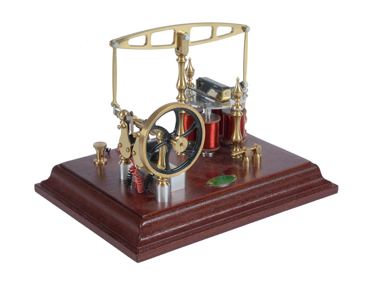 A model of an Old Model Company No 2 polished brass electronic driven beam engine - Image 3 of 4