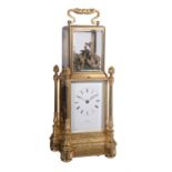 A French gilt brass singing bird carriage clock, Japy Freres for Henry Marc, Paris, circa 1860
