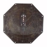 A rare Charles I brass double-horizontal sundial plate, Elias Allen, London, circa 1630-40