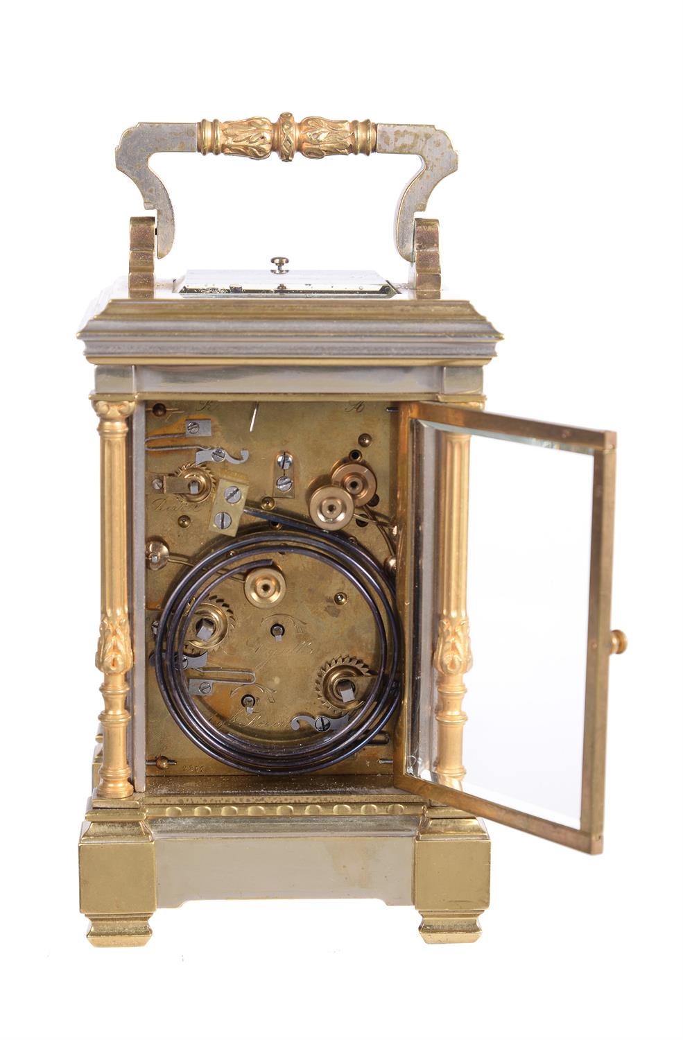 A porcelain inset grande-sonnerie carriage clock, Tiffany & Co., panels by Simonnet, circa 1880 - Image 6 of 6