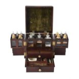 A George III mahogany portable apothecaries dispensing cabinet, unsigned, late 18th century