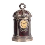 A silver and tortoiseshell miniature timepiece, Maison Boin-Taburet, Paris, late 19th century