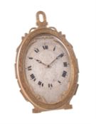 A Victorian gilt oval strut timepiece in the manner of Thomas Cole, unsigned, mid 19th century