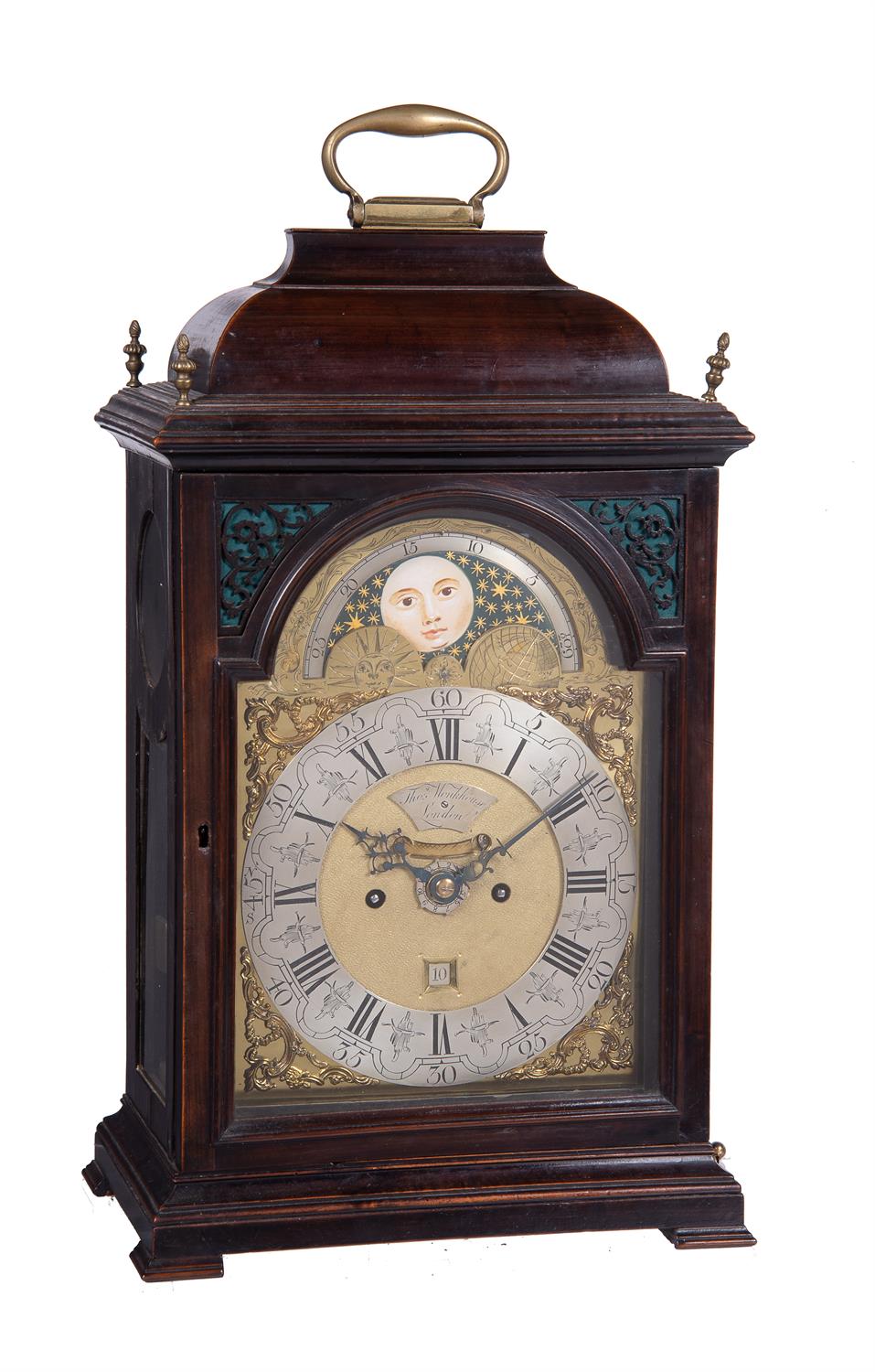 An ebonised bracket clock, bearing signature for Thomas Monkhouse, probably Dutch, circa 1770