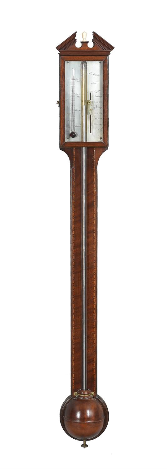 A George III mahogany mercury stick barometer, Charles Aiano, London, circa 1810