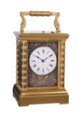 A French frosted gilt carriage clock with push-button repeat, Paris, late 19th century