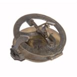 An English brass portable universal inclining compass sundial , unsigned, early 19th century