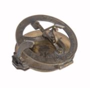 An English brass portable universal inclining compass sundial , unsigned, early 19th century