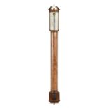 A Regency mahogany bowfronted mercury stick barometer, Dollond, London, early 19th century