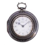 A silver and tortoiseshell triple-cased verge pocket watch, Edward Prior, London, circa 1875