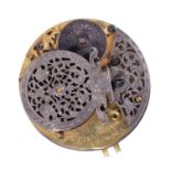 A George I verge pocket watch movement and dial, John Bowen and John Masters, Bristol circa 1720