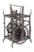 A forged iron gothic chamber clock movement, unsigned, German/Swiss, early to mid 16th century