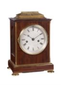 A Victorian small brass mounted 1/4-striking mantel clock, Martin Baskett & Martin, circa 1845