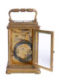 A French five minute-repeating carriage clock, sold by Mangan, Rhodes & Son, Bradford, circa 1880