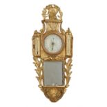 A French Louis XVI giltwood mercury wall barometer, unsigned, late 18th century