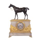 A French Louis Philippe bronze equestrian mantle clock, Dupont, Paris, circa 1840