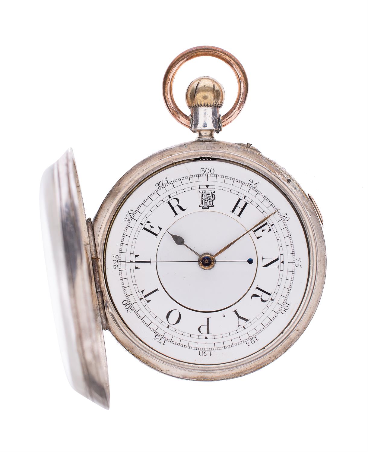 A Victorian silver keyless lever pocket chronograph with unusual dial, Henry Potter, Red Hill, 1883 - Image 2 of 3