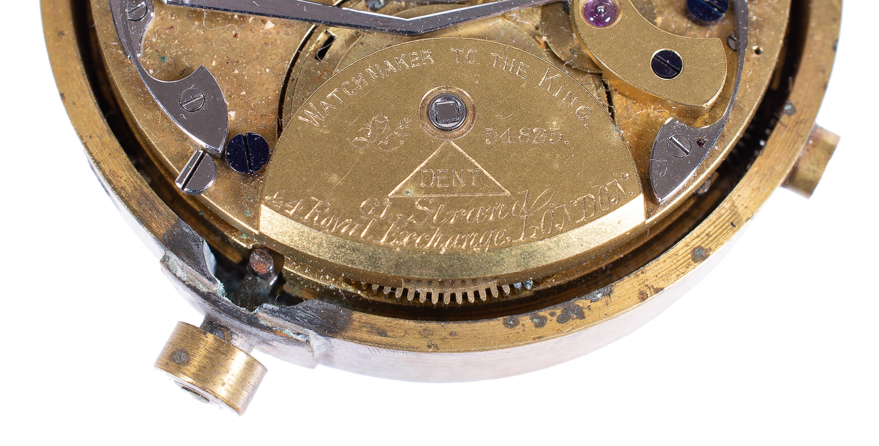 A lever pocket chronograph pocket watch movement and dial, Dent, London, early 20th century - Bild 2 aus 3