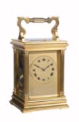 A French gilt brass carriage clock with push-button repeat , unsigned, late 19th century