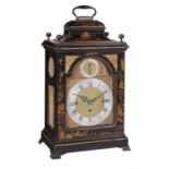 A gilt brass mounted black japanned quarter-chiming table clock , unsigned, circa 1770 and later