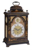 A gilt brass mounted black japanned quarter-chiming table clock , unsigned, circa 1770 and later