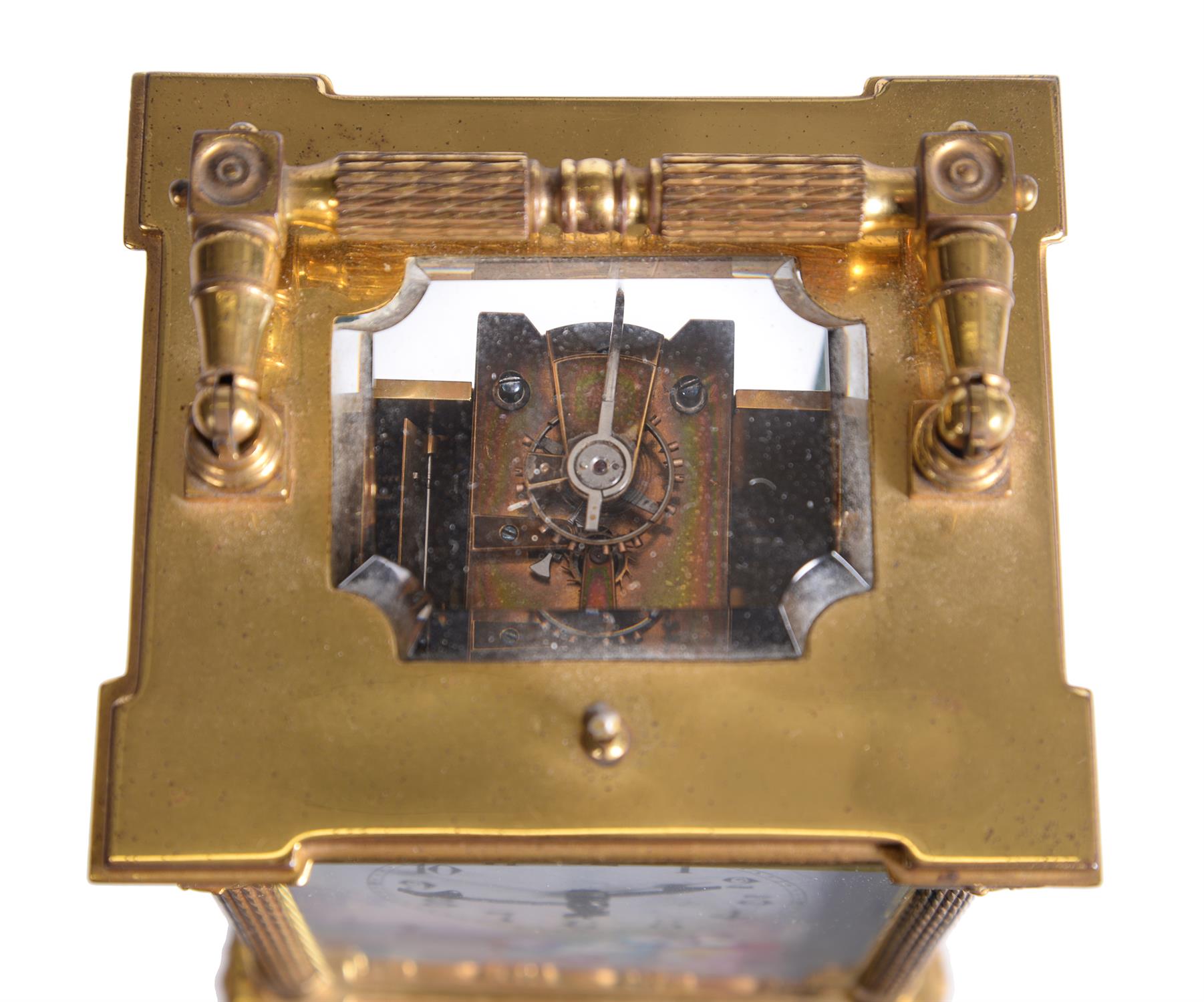 A French gilt carriage clock with porcelain panels, the movement stamped L.F., circa 1890 - Image 4 of 5