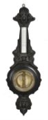 A Bourdon type carved ebonised aneroid wall barometer, Jules Richard, Paris, Late 19th century