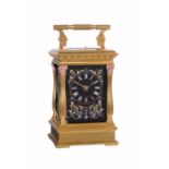 A Limoges enamel panelled alarm carriage clock, probably by A. Dumas, Paris, circa 1878