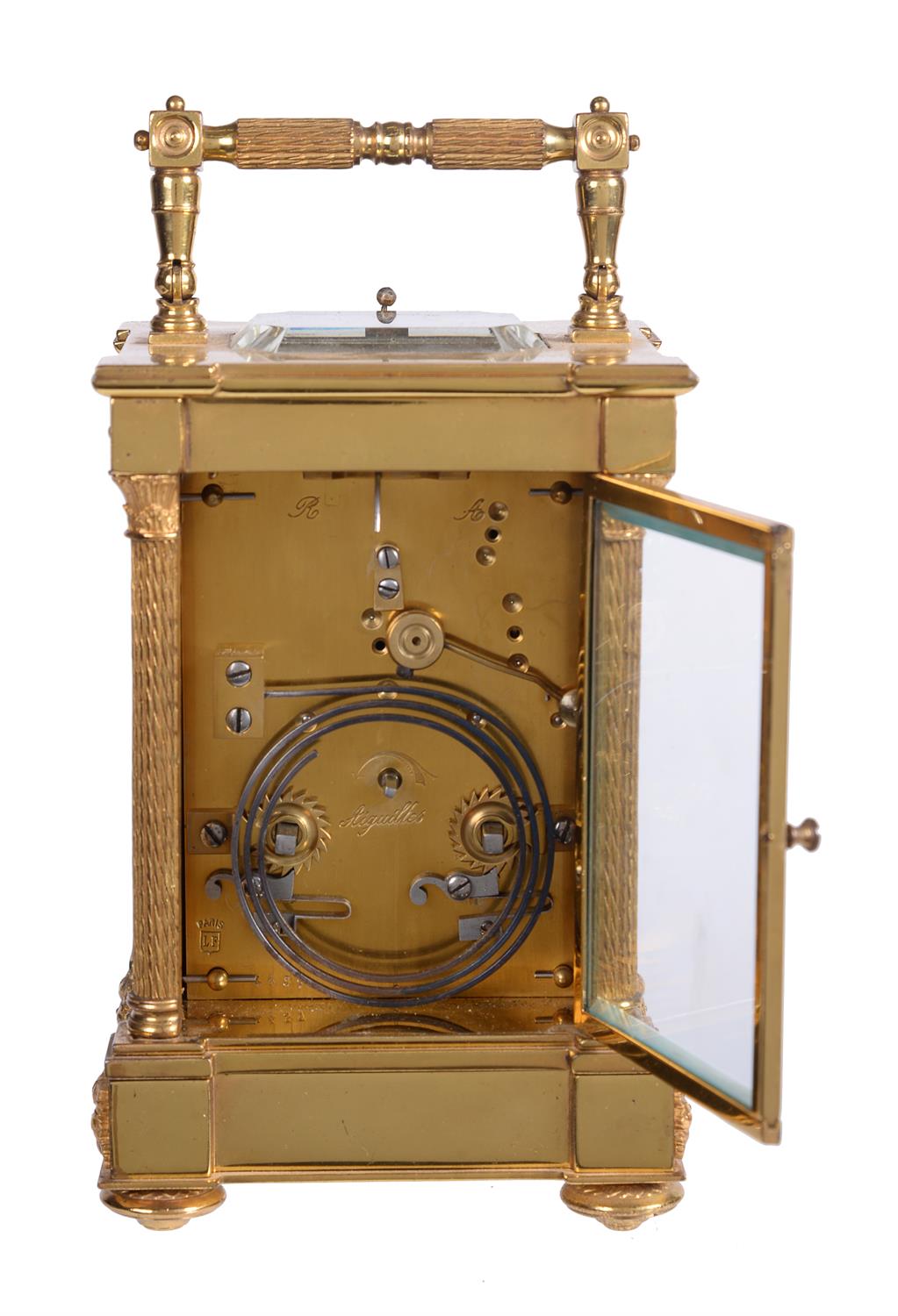 A French gilt carriage clock with porcelain panels, the movement stamped L.F., circa 1890 - Image 5 of 5