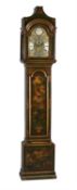 A George III green japanned eight-day longcase clock, John Wood, Rumford, mid 18th century