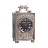 A Victorian silver cased small carriage timepiece, William Thornhill and Company, London, 1889