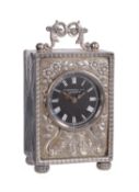 A Victorian silver cased small carriage timepiece, William Thornhill and Company, London, 1889