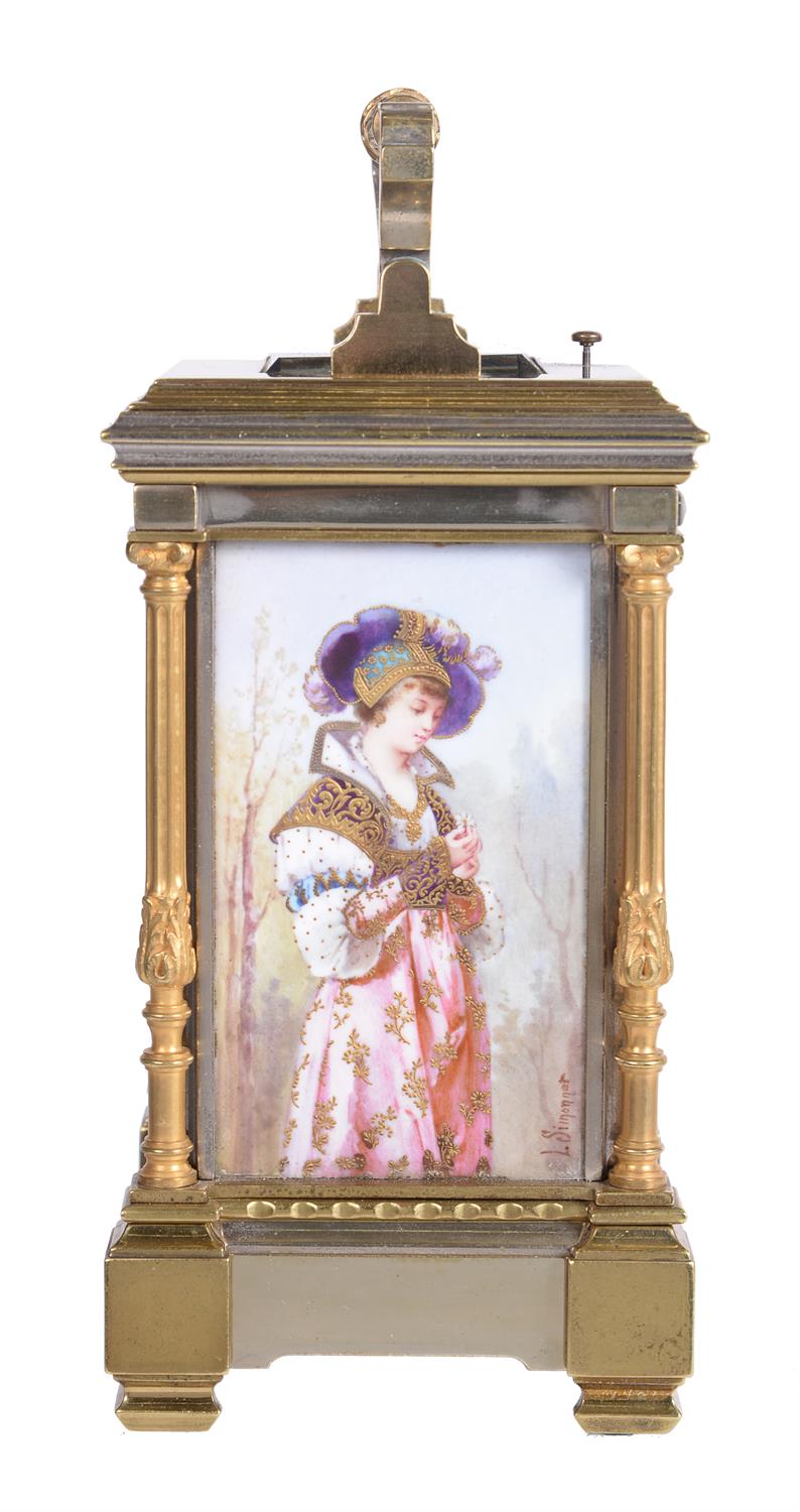 A porcelain inset grande-sonnerie carriage clock, Tiffany & Co., panels by Simonnet, circa 1880 - Image 3 of 6