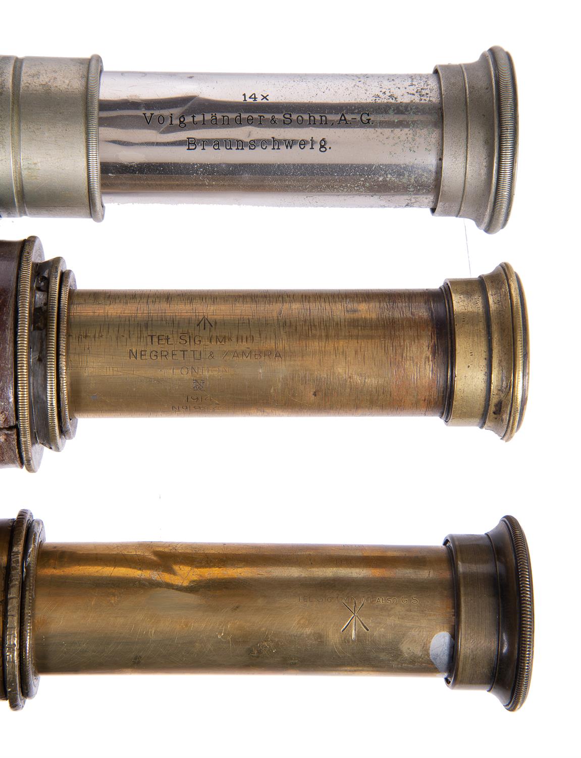 Two WWI military issue refracting telescopes and one other, various makers, early 20th century - Image 2 of 4