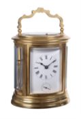 A French grande-sonnerie oval carriage clock with alarm , unsigned, late 19th century