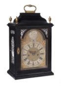 A George I brass mounted ebony quarter repeating table clock , Robert Markham, London, circa 1720