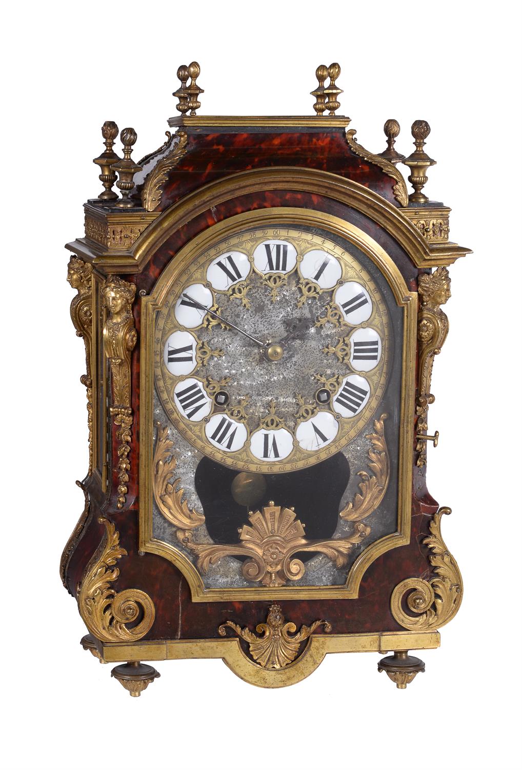 A French Louis XIV ormolu mounted tortoiseshell bracket clock , Antoine Gaudron, Paris, circa 1700