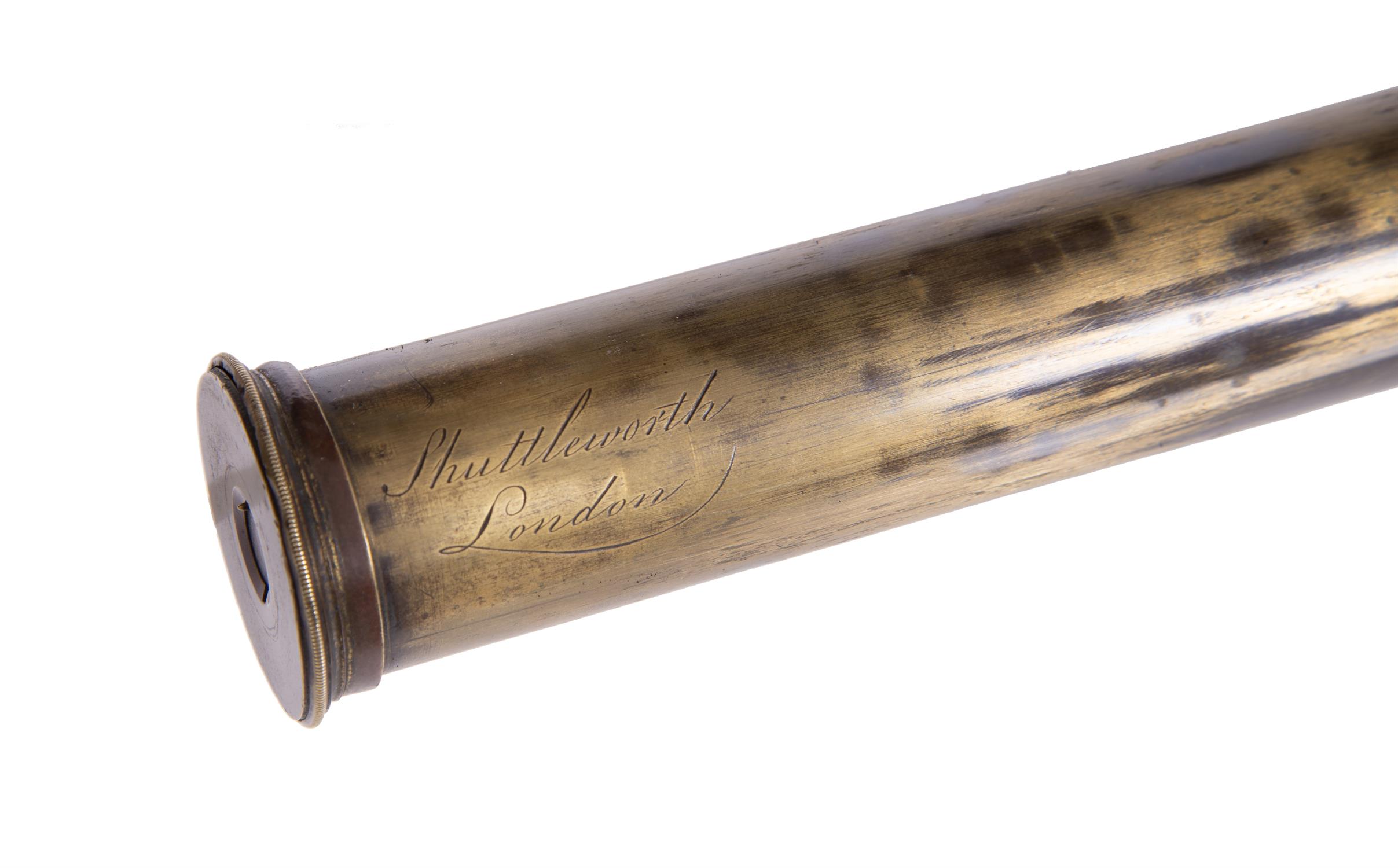 Three brass refracting telescopes, one signed for Shuttleworth, London, circa 1800 - Image 2 of 2