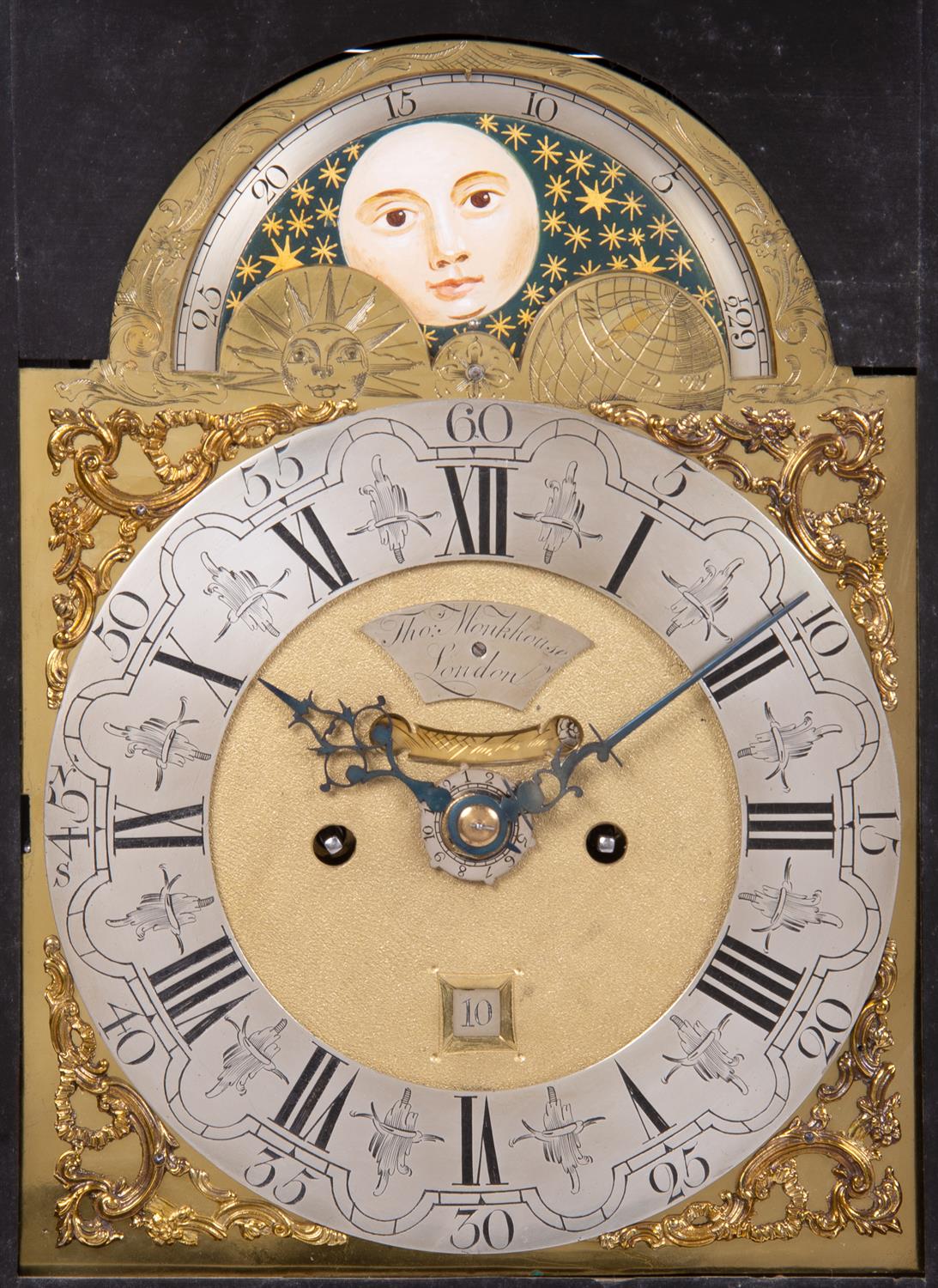 An ebonised bracket clock, bearing signature for Thomas Monkhouse, probably Dutch, circa 1770 - Image 2 of 4