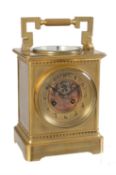 A French brass giant carriage clock with aneroid barometer, Samuel Marti et Cie, circa 1900